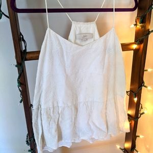 LOFT Racerback White Embriodered Top (M)